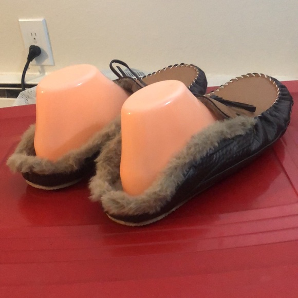 Nabfly Men's Moccasin Brown Tan Faux Suede Lined Fuzzy Sherpa Slippers Size 11 - Picture 6 of 12